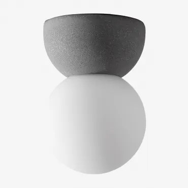 Plafondlamp Van Beton Met Glazen Bol Bublik Antraciet Grijs - Sklum