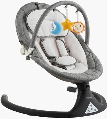 VEVOR Babyschommel, wipstoel met 5 versnellingen, 3 zitposities, babyligstoel met PVC-touchscreen, afstandsbediening, Bluetooth, 10 liedjes en speelstang voor kinderen van 0-9 maanden/0-9 kg