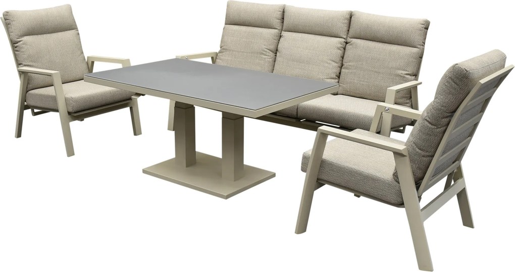 Barolo New York stoel bank dining loungeset 4 delig verstelbaar latte