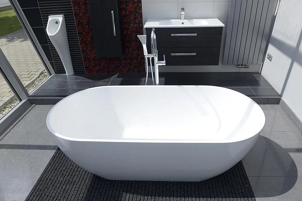 Polysan Reduta vrijstaand bad wit mineraal marmer 150x75x46cm