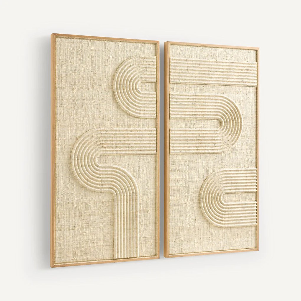 Wanddecoratie in duo, geweven palm, Telaga