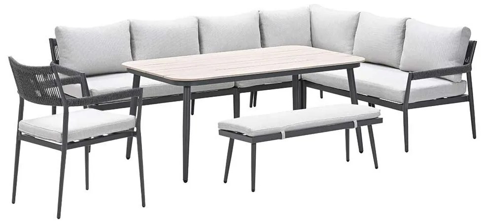 Garden Impressions Tineo lounge dining set 7-delig - donker grijs