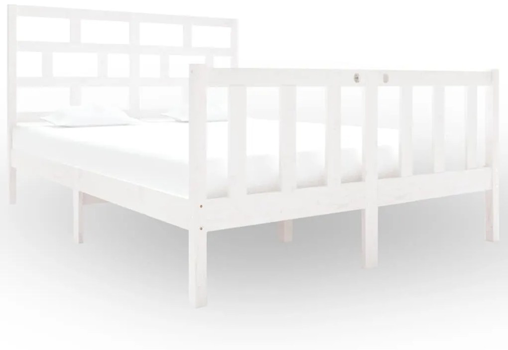 vidaXL Bedframe massief grenenhout wit 135x190 cm 4FT6 Double