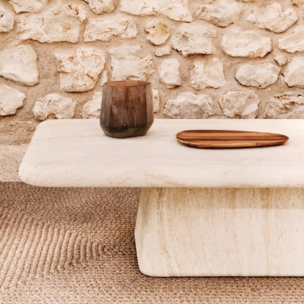 Kave Home Drasi Design Salontafel Beige Cement Travertin - 140 X 70cm.