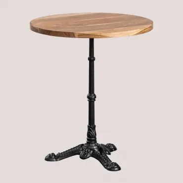 Azteca Ronde Barkruk Van Acaciahout Ø70 Cm & Zwart - Sklum