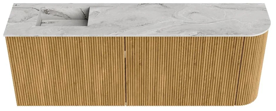 Mondiaz Joya DLux 110cm toiletmeubel ronding rechts oak met wastafel faye links zonder kraangat glace
