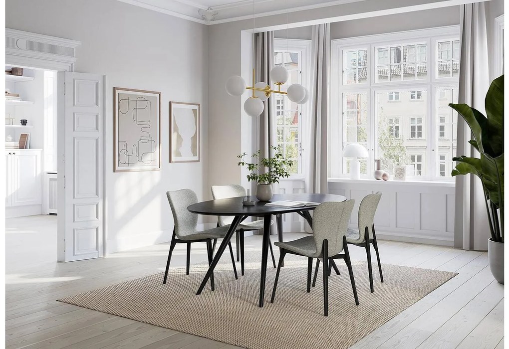 Goossens Eetkamerstoel Bordeaux bruin stof leuning, elegant chic