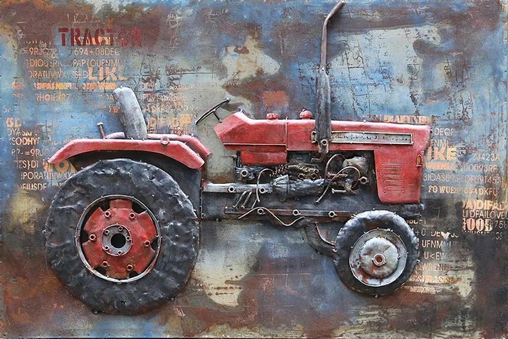 Schilderij - Metaalschilderij - Tractor, 120x80cm