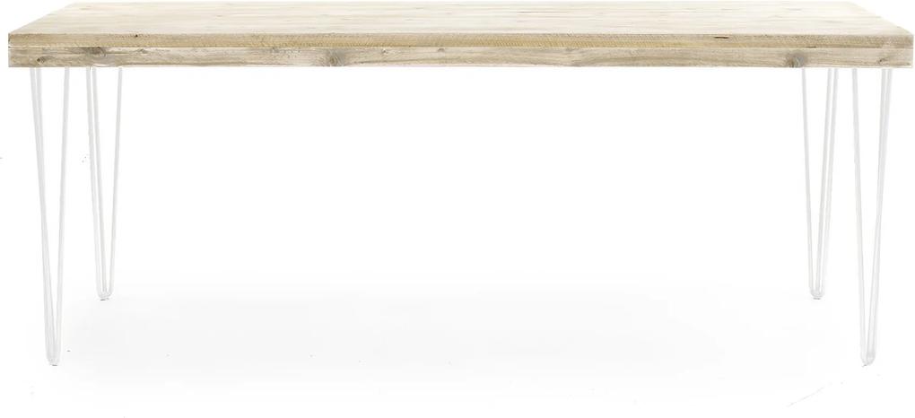 Tafel HARPER Steigerhout recht blad hairpin poot | 220cm x 80cm | White-Wash