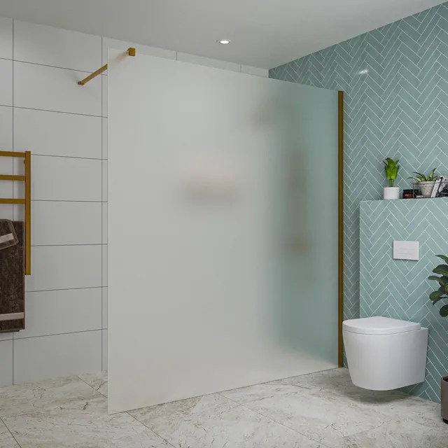 Fortifura Galeria inloopdouche - 180x200cm - mat glas - wandarm - Geborsteld koper PVD (Koper) SW797933/SW876702