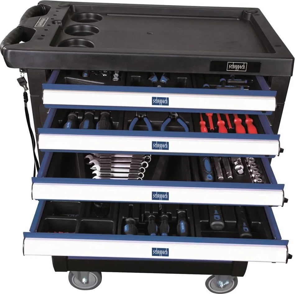 Scheppach TW1000 Gereedschapswagen gevuld 263 delig