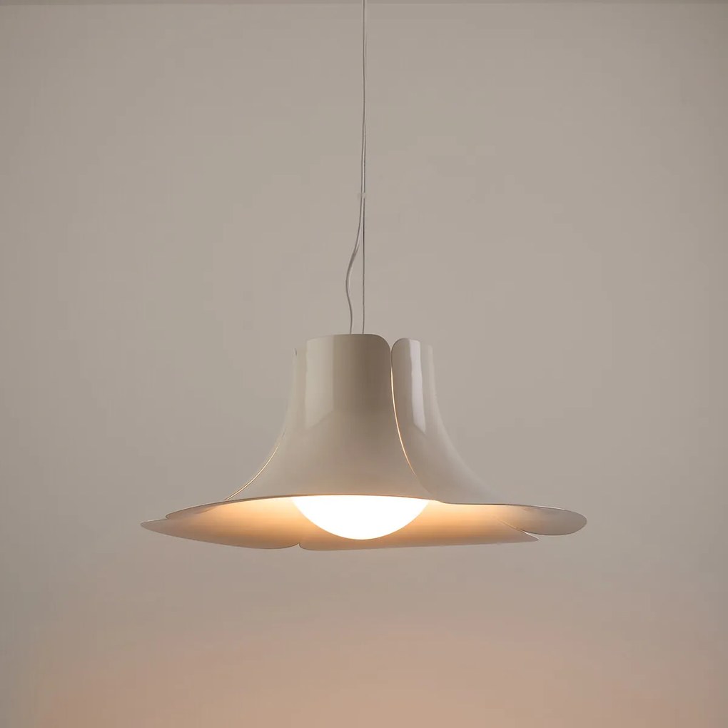 Tulpvormige hanglamp van metaal en opaline Ø48 cm, Tessen