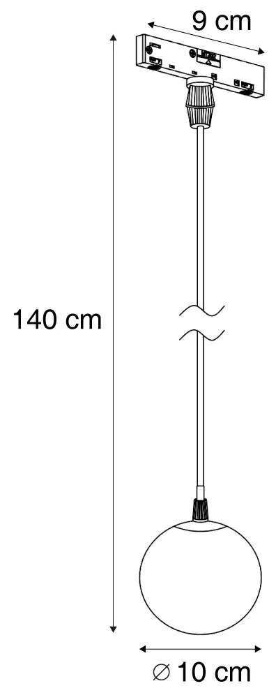 Moderne hanglamp zwart met wit glas voor railsysteem 1-fase - Slimline Eira
