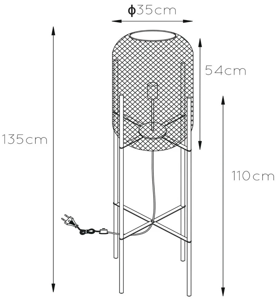 Lucide Mesh staande lamp 135cm 1x E27 goud mat