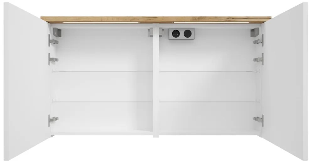 Fontana Grado spiegelkast met verlichting 117cm 2 deuren warm eiken