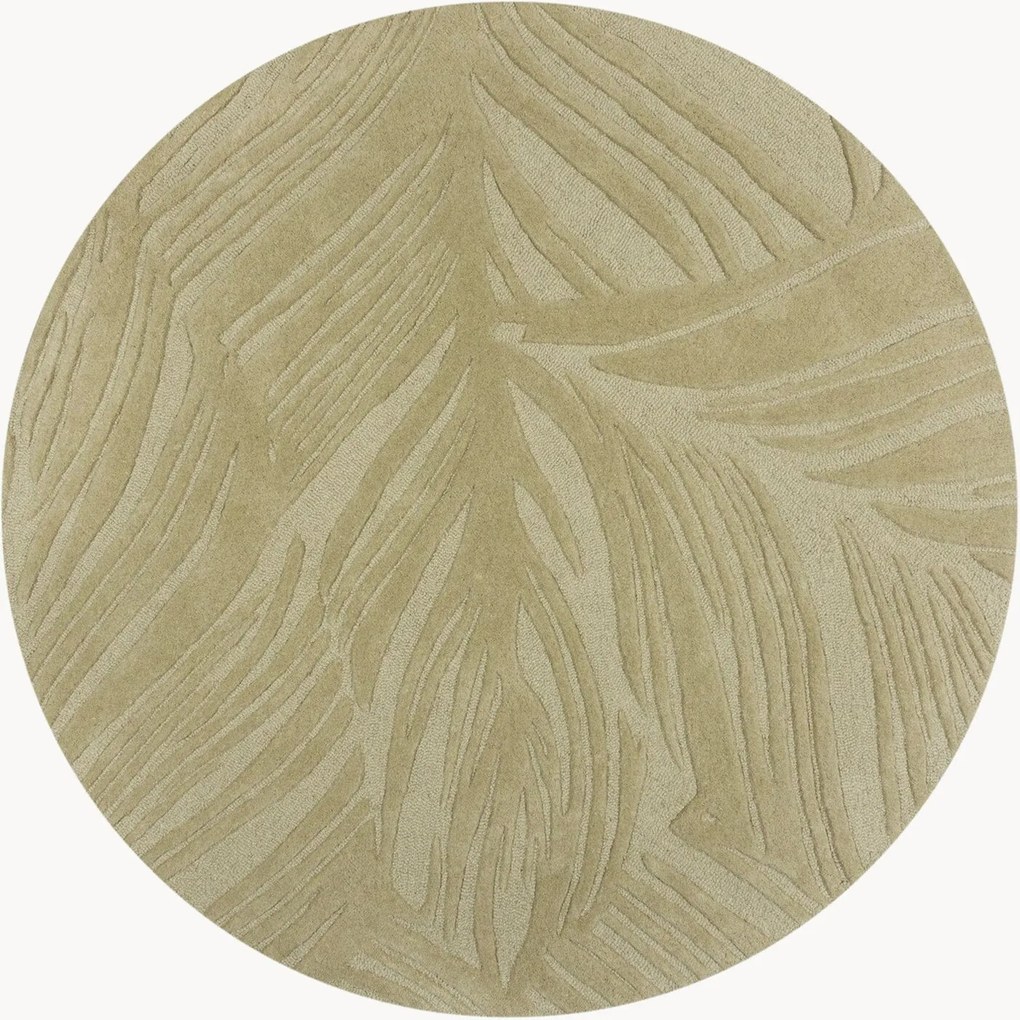 Rond handgetuft hoog-laag wollen vloerkleed Lino Leaf