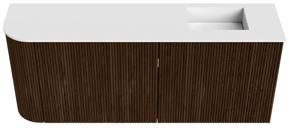 Mondiaz Joya 100cm toiletmeubel ronding links walnut met wastafel faye rechts 1 kraangat talc