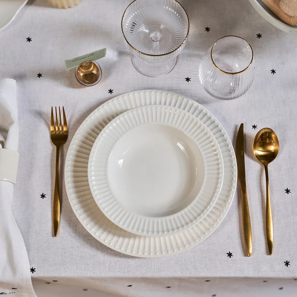 Geborduurd tafelkleed gewassen linnen/katoen, Festive