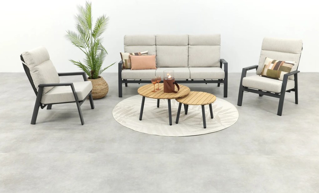 Lagos/Mindo verstelbare 5-zits stoel-bank loungeset - antraciet