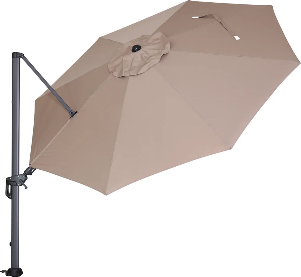 Garden Impressions Hawaii zweefparasol Ø350 cm - frame carbon black - taupe doek