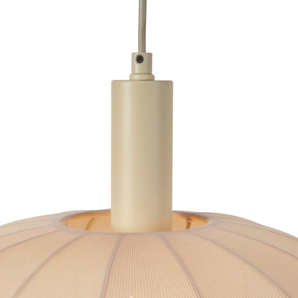 Japandi hanglamp beige met stoffen kap 3-lichts - BidaJapandi E27 Scandinavisch rond Binnenverlichting Lamp