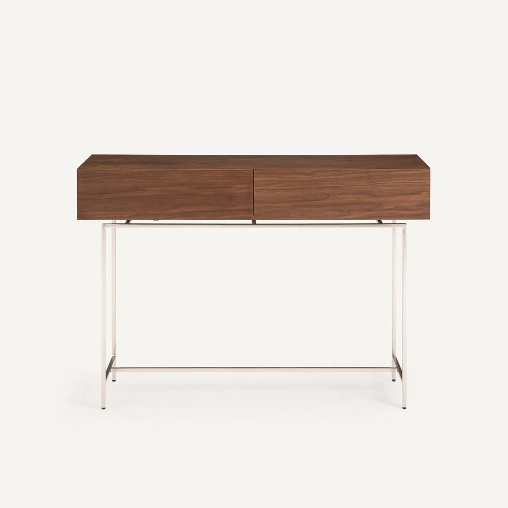 Console in notenhout, 2 lades, Oreko