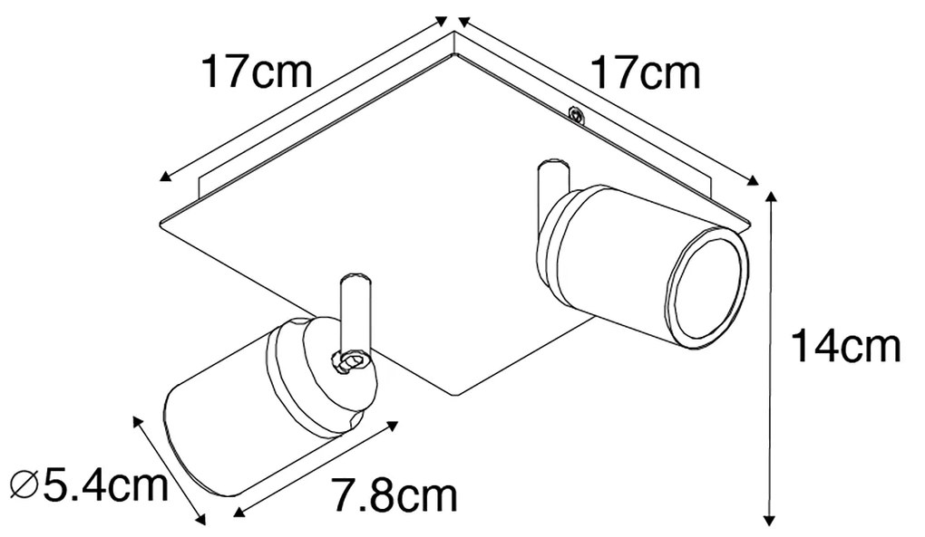 Smart badkamer Spot / Opbouwspot / Plafondspot zwart vierkant IP44 incl. 2 Wifi GU10 - Ducha Modern GU10 IP44 Lamp