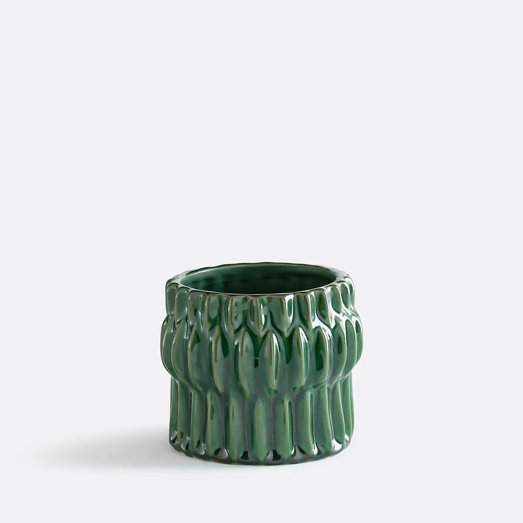 Bloempot van reliëfkeramiek, diameter 13,5 cm, KYRIA