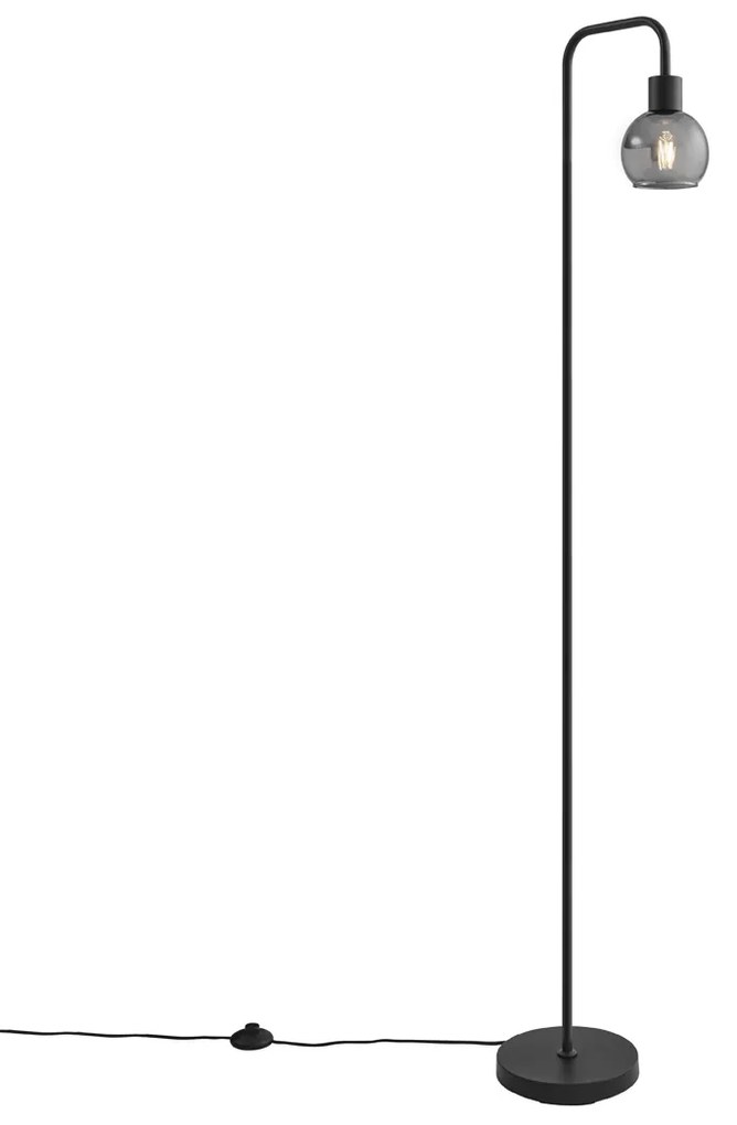 Art Deco vloerlamp zwart met smoke glas - Vidro