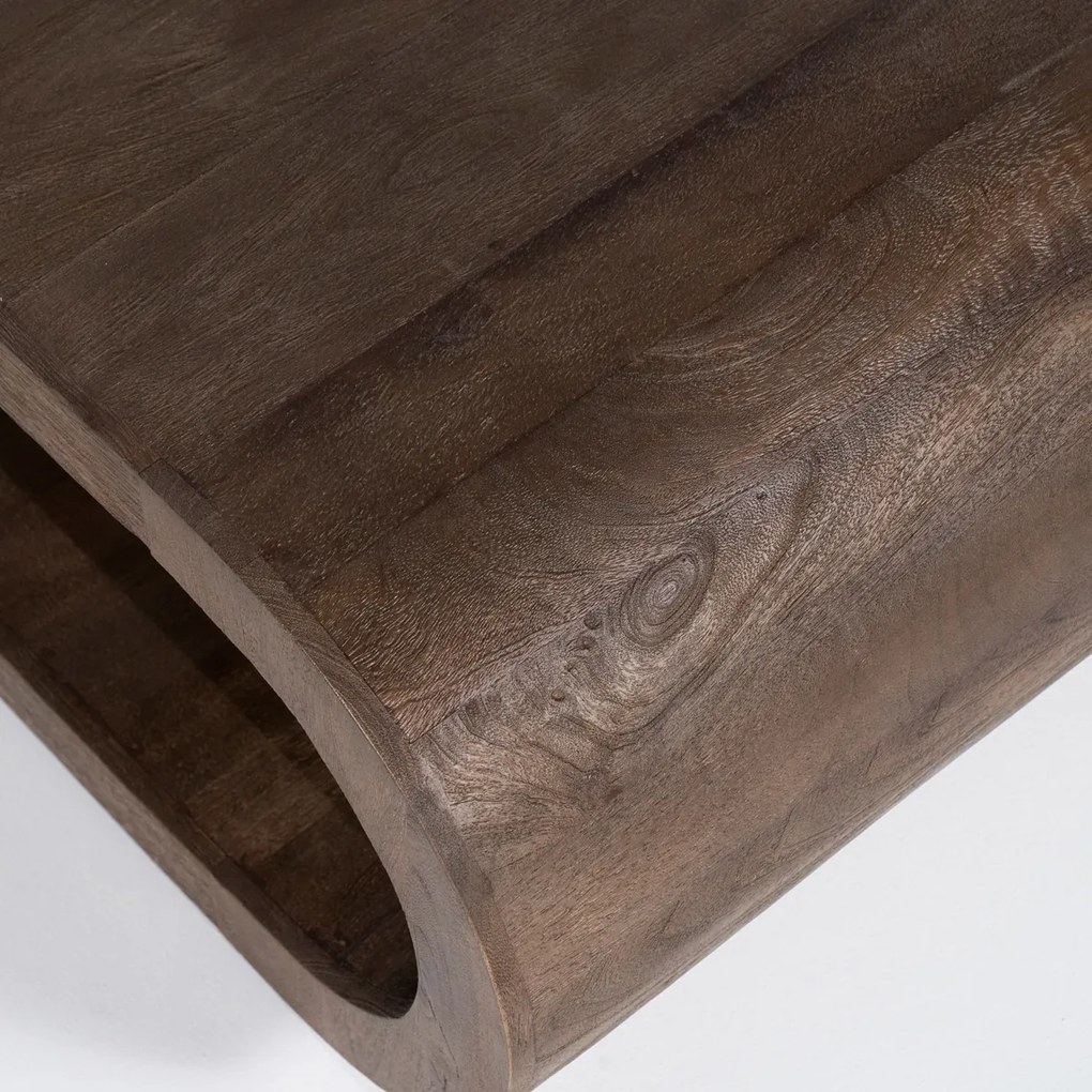 Ovale Salontafel Gebogen Hout - 130 X 60cm.