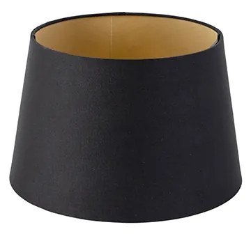Katoenen lampenkap zwart 25/20/16 met gouden binnenkant