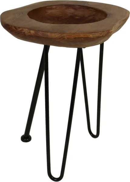 Bowl table V leg - naturel wax/zwart - teak
