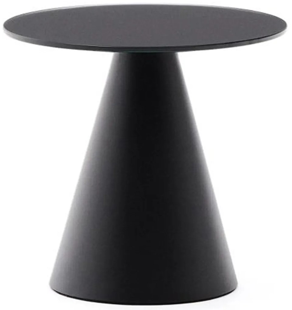 Kave Home Wilshire Ronde Bijzettafel Mat Glas Zwart 35 Cm - 35 X 35cm.