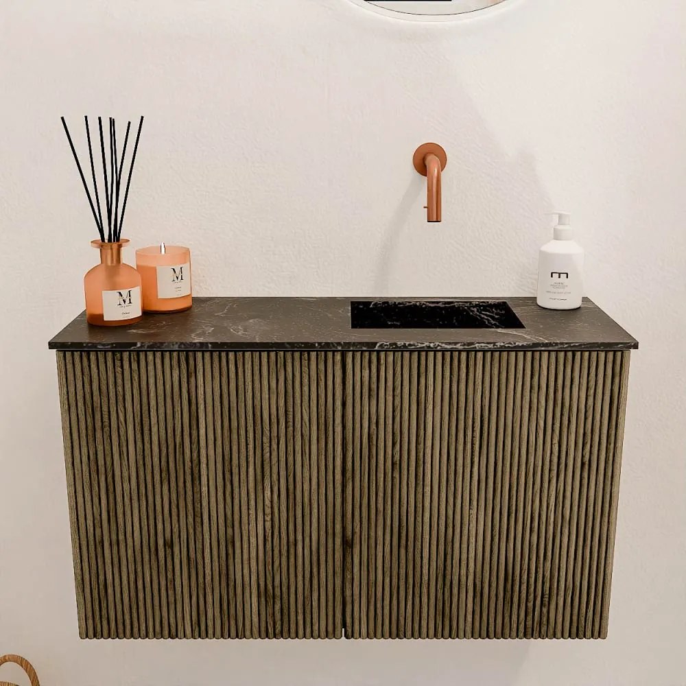 Mondiaz Joya DLux 70cm toiletmeubel dusk met wastafel faye rechts zonder kraangat lava