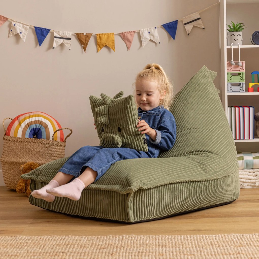 Kinder Zitzak Dino Lounger & Kussen Set - Groen