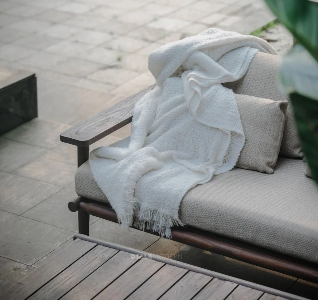 The Outsider Hoek Loungeset - Laruna - Acaciahout - Vintage Bruin / Wit - The Outsider