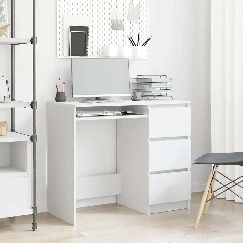 vidaXL Bureau 90x45x76 cm bewerkt hout wit