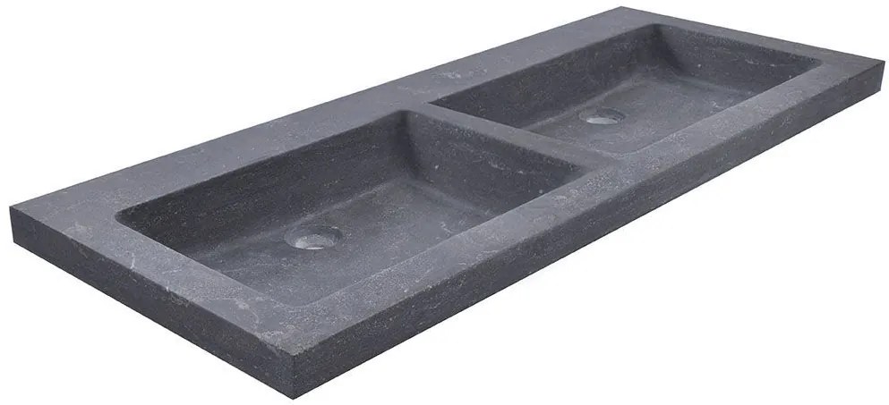 Fontana Freestone badkamermeubel walnoot 120cm met natuurstenen wastafel zonder kraangaten en ronde spiegel