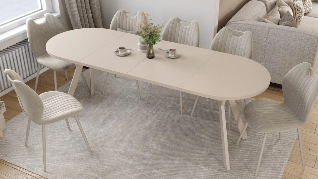 Mazzoni ALMO Kasjmier / kasjmier poten - OVALE UITSCHUIFTAFEL 120-220 cm VOOR 10-12 PERSONEN