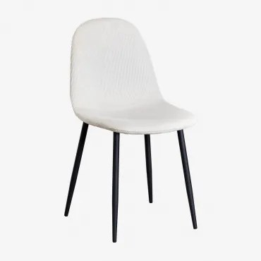 Glamm Eetkamerstoel In Fluweel Beige – Linnen & Zwart - Sklum