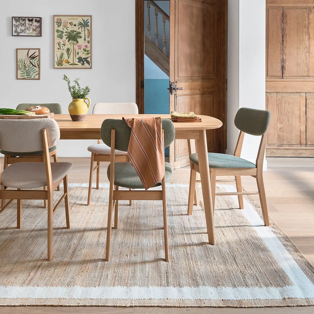 Vloerkleed in jute en wol met rand, Arian