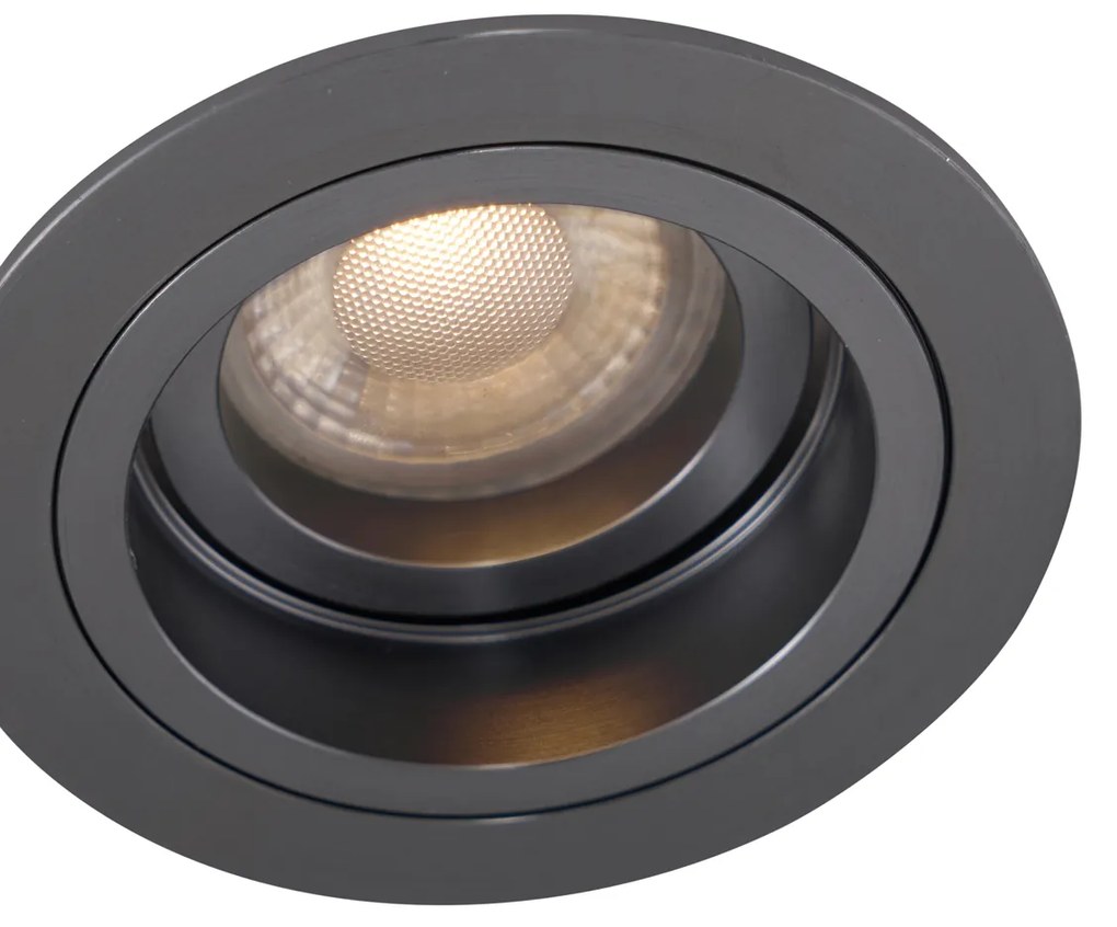 Set van 6 Moderne inbouwspot gunmetal GU10 50mm rond kantelbaar - Chuck GU10 Binnenverlichting Lamp
