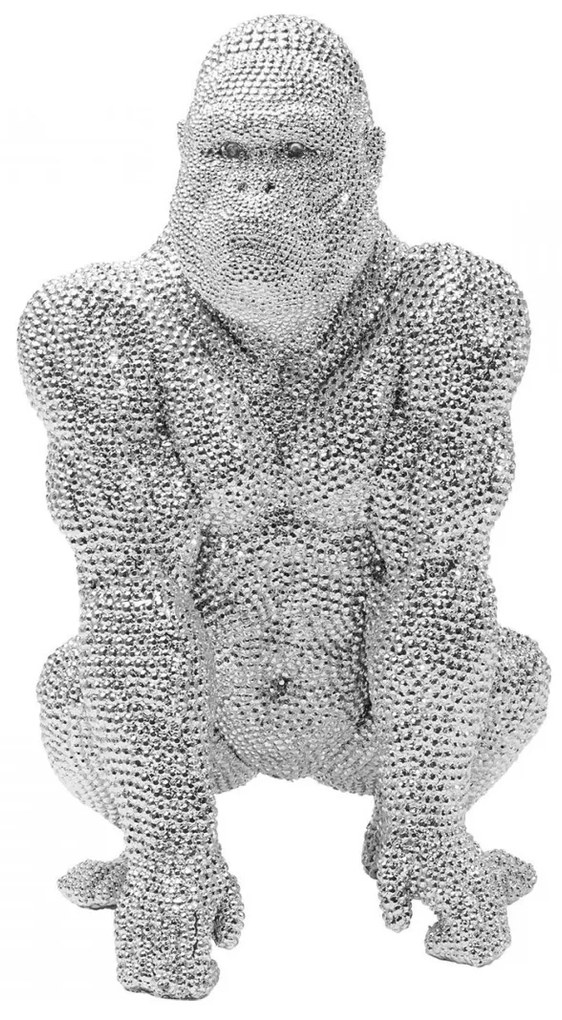 Kare Design Shiny Gorilla Silver Deco Gorilla Beeld 46 Cm