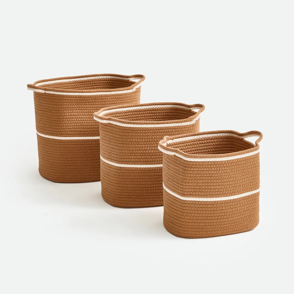 Set van 3 rechthoekige katoenen manden, Kesia
