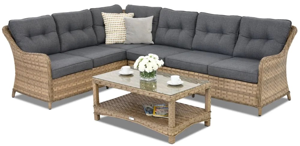 Tuinhoek met tafel Toledo Hoek Tuinpunt cappuccino