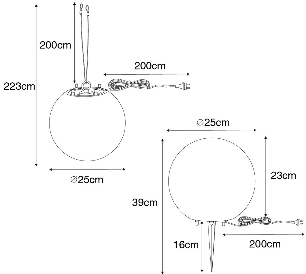 Moderne buiten hanglamp grijs 25 cm IP44 - Nura Modern E27 IP44 Buitenverlichting bol / globe / rond