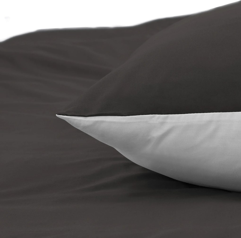 Dekbedovertrek Percal– 100% percal katoen – 200×200/220 – antraciet/wit