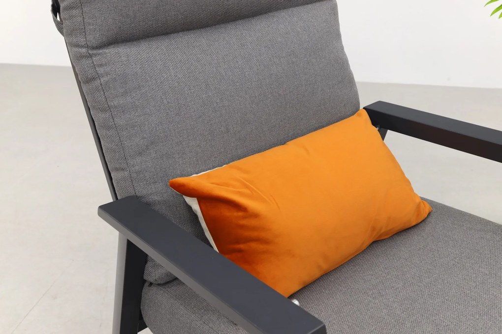 Azoren/Jersey stoel-bank loungeset 4-delig verstelbaar - Antraciet OP=OP