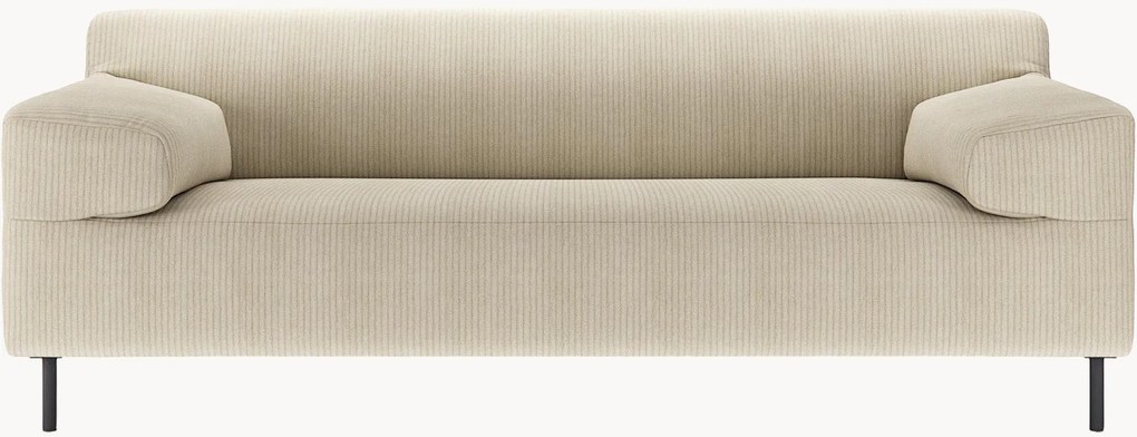 Ribfluwelen bank freistil180 (2-zits), naturel grijs/zwart, B 202 cm