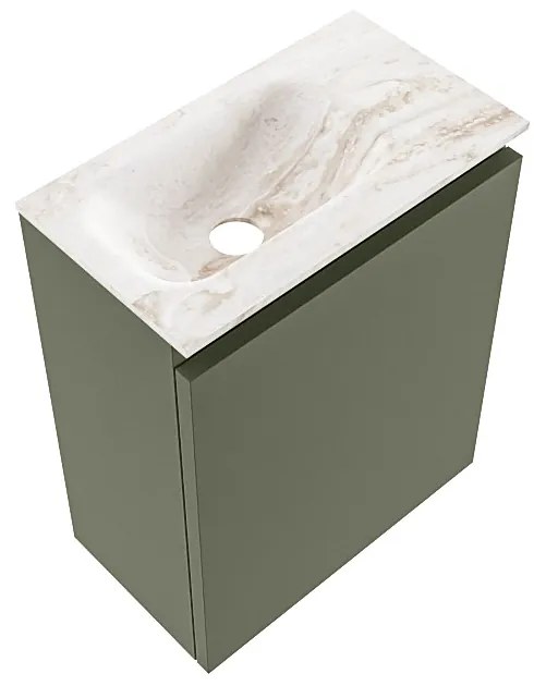 Mondiaz Ture DLux toiletmeubel 40cm army met wastafel frappe links zonder kraangat